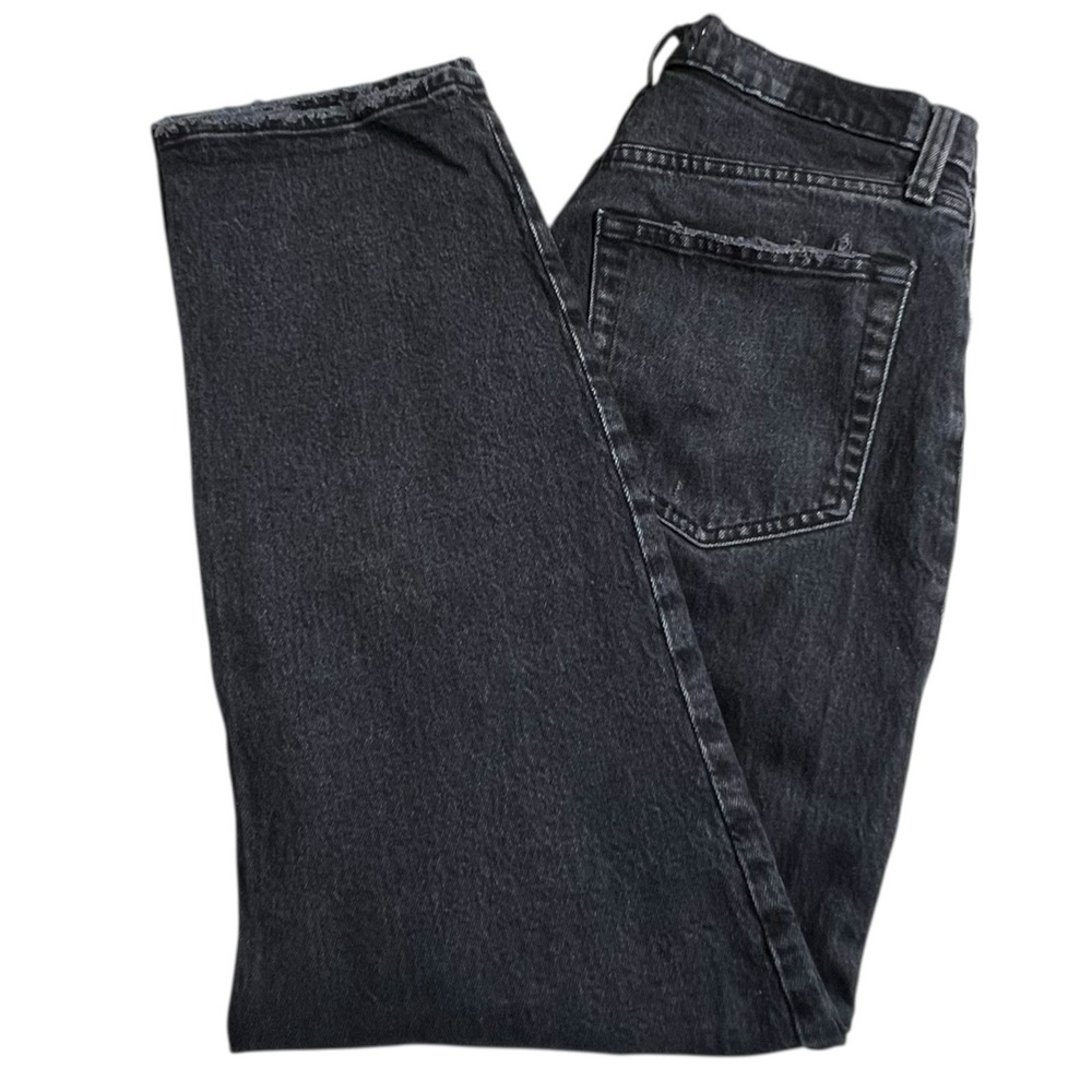 Abercrombie & Fitch Womens 6 Short The Dad High Rise Faded Black Distressed Jean
